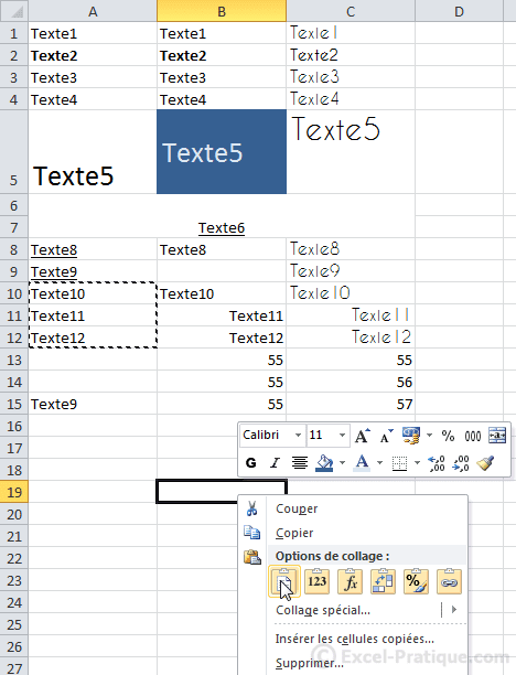 coller cellules - excel bases4
