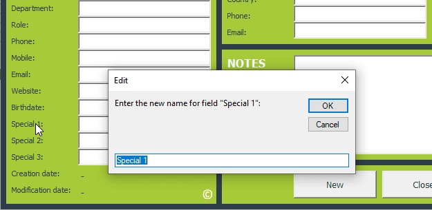 special fields contact management