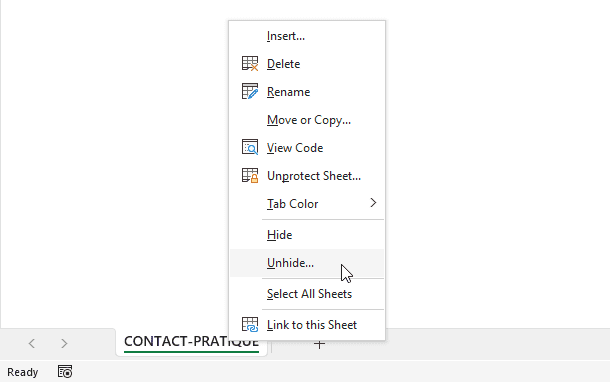 display hidden sheet faq contact