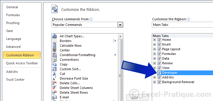 customize ribbon tab excel dropdown list