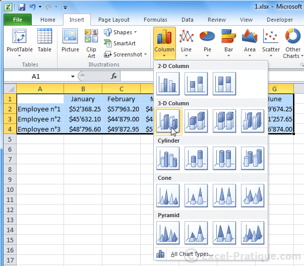 choose graph excel inserting graphs