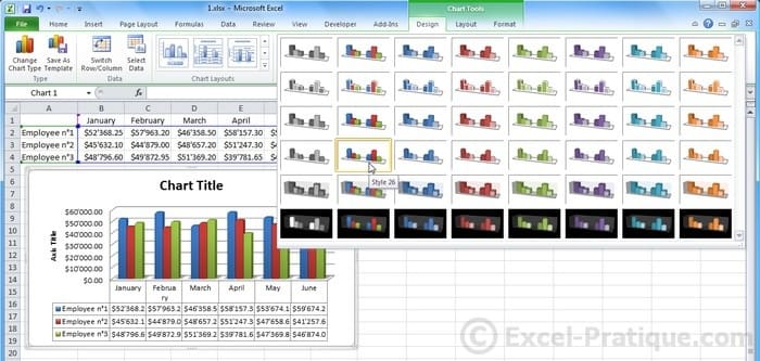 graph styles excel inserting graphs