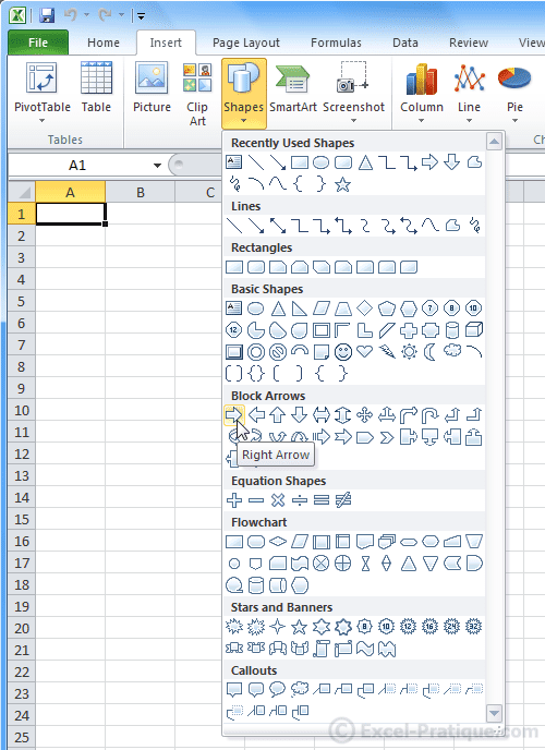 insert shape excel inserting shapes