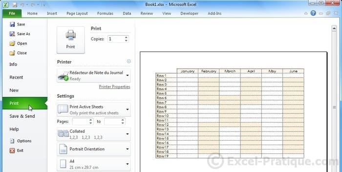 print excel page layout