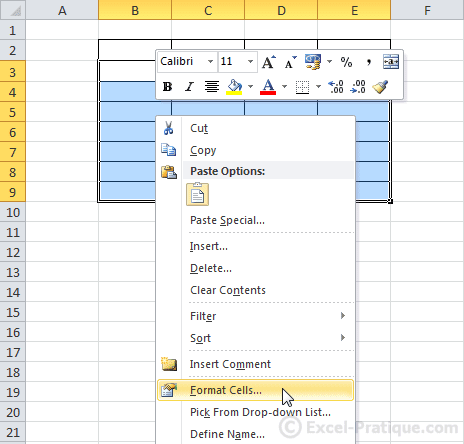 format cells excel table borders