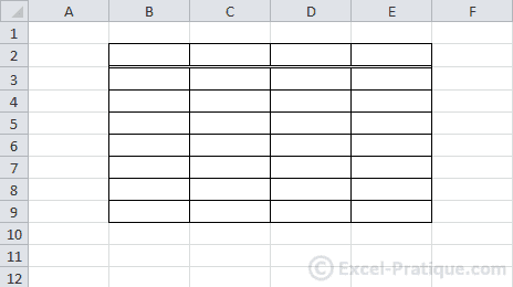 table excel borders