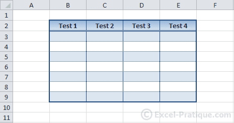 table excel colors styles