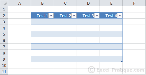 table example excel colors styles