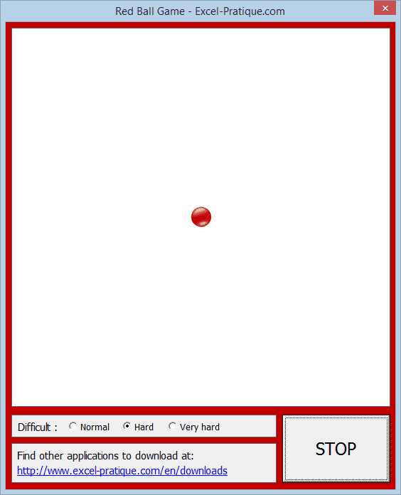 red ball game excel