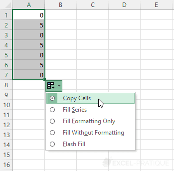 excel autofill without incrementing