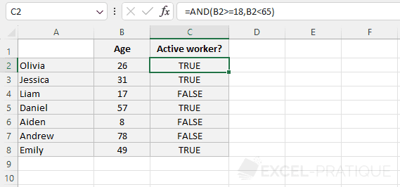 excel function and comparison operators