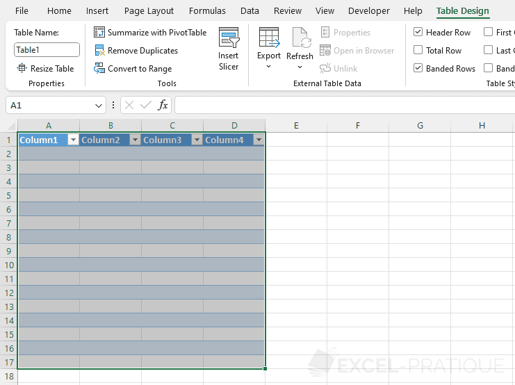 excel converted table exercise