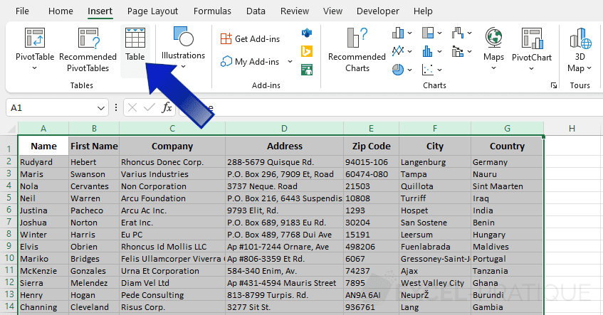 excel table filter