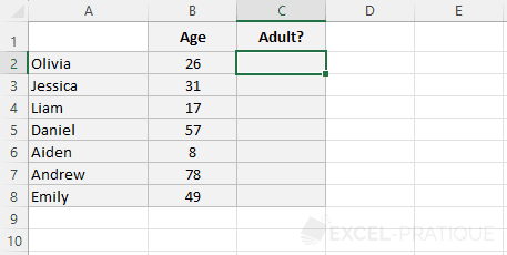 excel age test if function