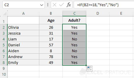 excel if function copied
