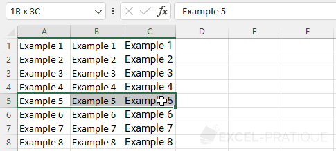 excel selection 3 cells manipulations 2