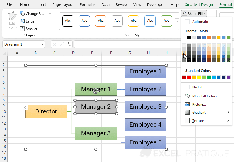 excel smartart chart customize graphic