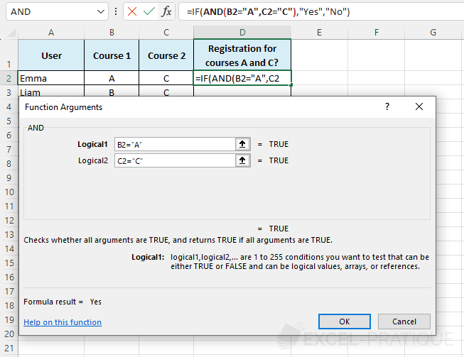 excel function and multiple tests