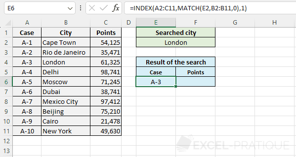 excel function index match table