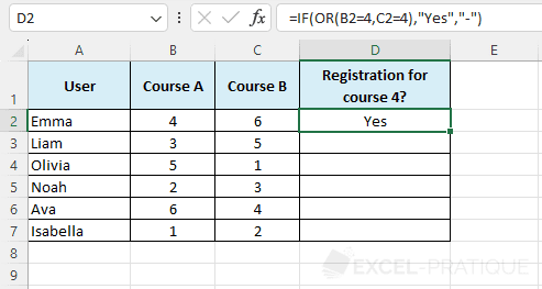 excel function or tests