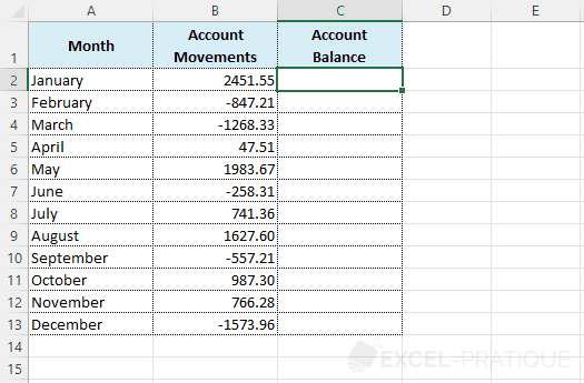 excel account balance scan