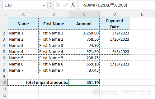 excel function sumif total