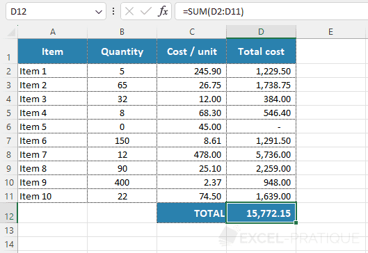 excel function sum sumproduct