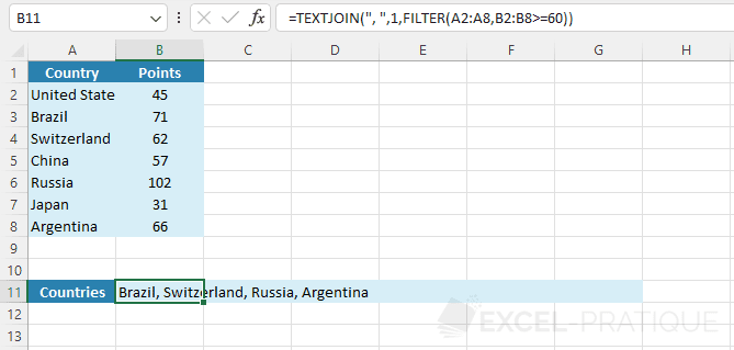 excel function textjoin filter