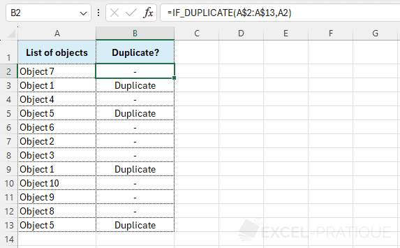 excel custom function if duplicate