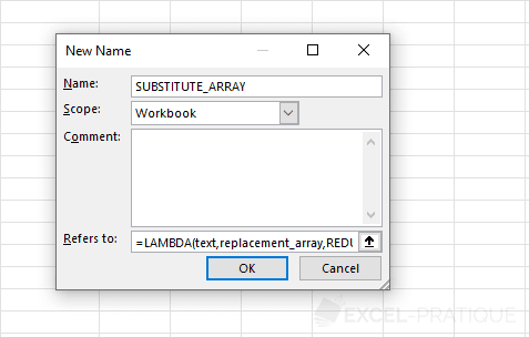 excel custom function substitute array replacements