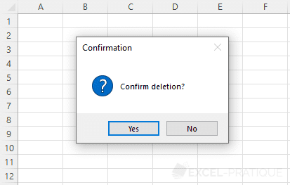excel vba msgbox function confirm deletion