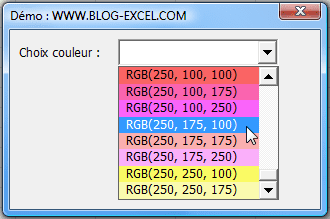 vba excel combobox lignes couleurs creer liste deroulante personnalisee