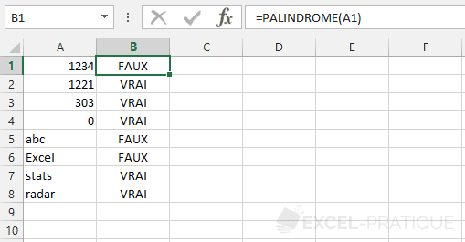 excel fonction palindrome vba inverser chaine caracteres