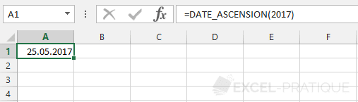 fonction excel date ascension annee