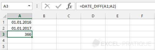 fonction excel date diff