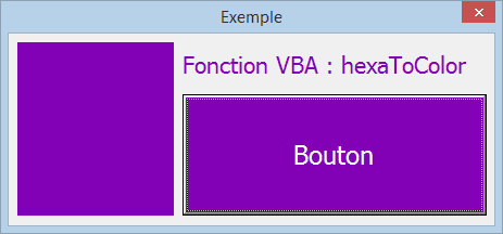 fonction vba excel color hexadecimal userform hexa to