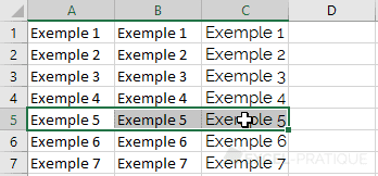 excel selection 3 cellules manipulations 2