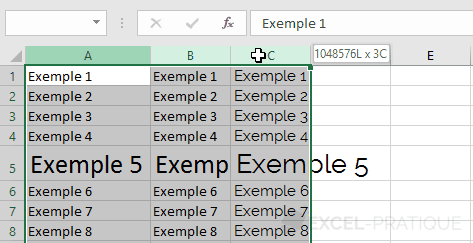 excel selectionner colonnes manipulations 2
