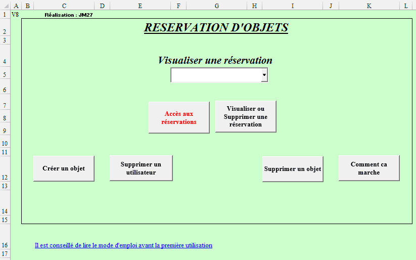 reservation location excel